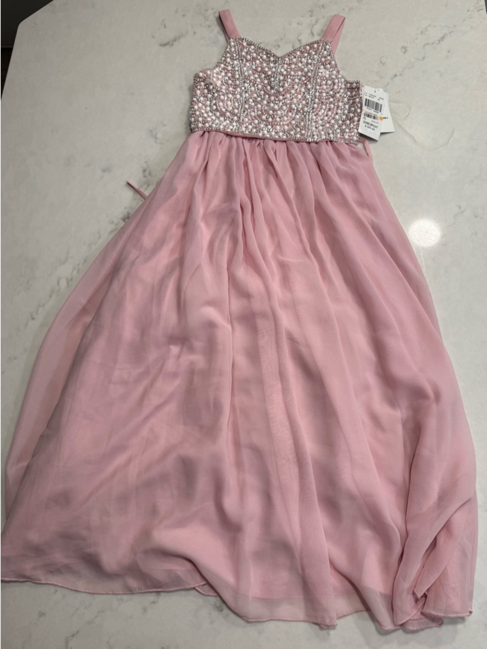 Mauve Pink Beaded Chiffon Party Dress NwT Girls Size 7